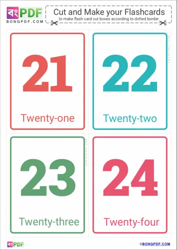 Free Learn Simple English Numbers Flashcards Worksheet Download