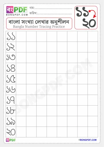 Free Learn Tracing Bengali Numbers To Worksheet Download