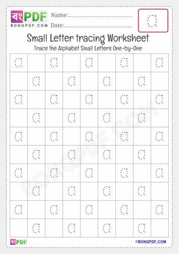 Free Learn Tracing Small Letter A Worksheet Download