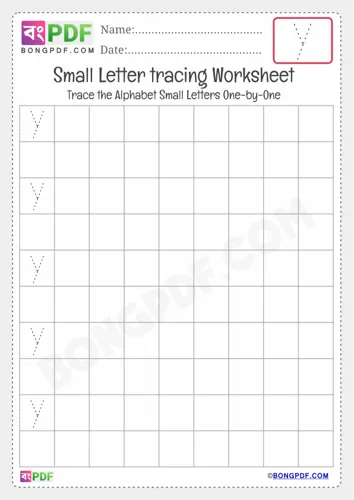 Free Learn Tracing Small Letter Y Worksheet Download