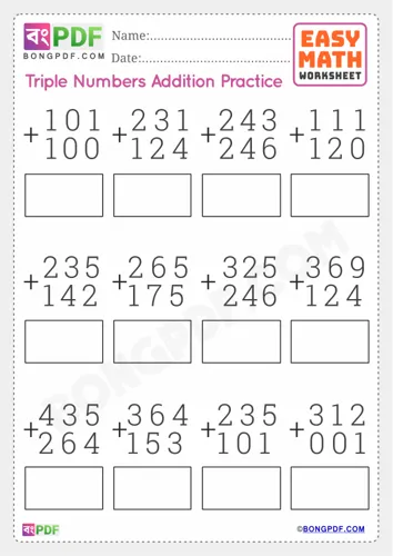 Triple Numbers Addition English