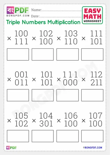 Triple Numbers Multiplication English