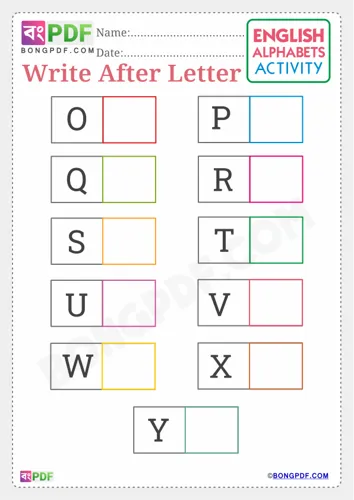 Free Learn Write After English Alphabets Worksheet Download