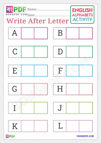 Free Learn Write After English Alphabets Worksheet Download