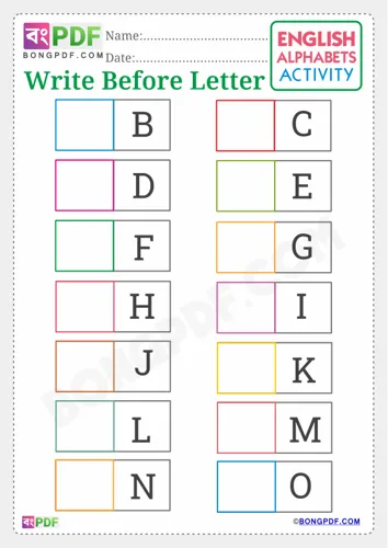 Write Before English Alphabets