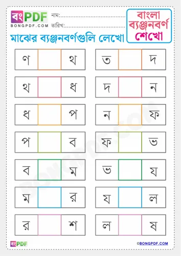 Free Learn Write Between Byanjonborno Bengali Worksheet Download