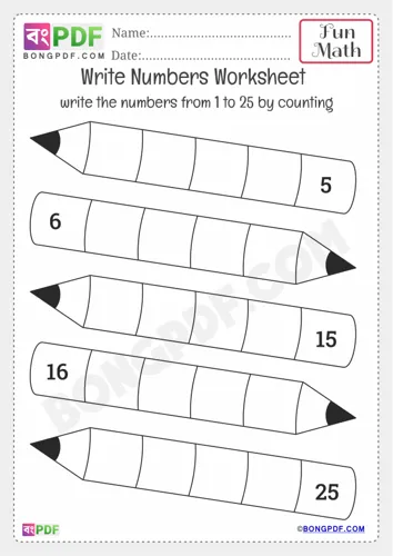 Free Learn Write Numbers Kindergarten Counting Worksheet Download