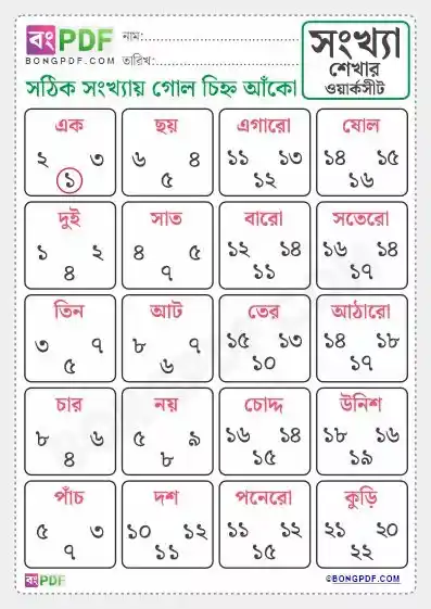 Circle Correct Numbers Bengali Worksheets